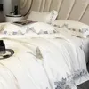 Bettwäsche-Sets Luxus Schmetterling Stickerei Bettbezug Set 1000TC Ägyptische Baumwolle Bettlaken Kissenbezüge Einfarbig Heimtextilien