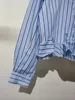 Women's Blouses 2024 Women Fashion Long Sleeve Sexy Casual Striped Lapel Ruffle Hem Shirt 0309