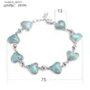 Urok bransolety Eulonvan Heart 925 Srebrne s for Women Larimar Natural Stone Beautifem