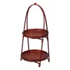 Dinnerware Sets Bamboo Snack Stand Double-deck Dessert Hampers Cake Woven Storage Container Weaving Adornment Basket