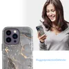 Funda resistente híbrida con flor de mármol a prueba de golpes para iPhone 15 Pro Max 14 13 12, cubierta protectora dura de doble capa de tacto suave