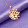 Hängen pläterade 14k Rose Gold Flower Pendant Halsband mode utsökta damer Kinesiska engagemangsmycken gåva