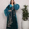 Ethnische Kleidung Naher Osten Indonesien Robe Gold Samt Einteiliges Kleid Dreidimensionale Paillettenstickerei Puffärmel Große Größe