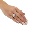 Elegante festa de casamento anéis vintage jóias 925 prata esterlina preenchimento redondo corte branco topázio cz diamante pedras preciosas feito à mão eternidade feminino anel de noiva conjunto presente