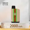 100% Original Breze Stiik Tanque 2000 Puffs Cigarros Caneta Vape Descartável Ecigs Pod Substituível 6ml 18 Sabores 650mAh Bateria 2% 5% Vaporizador Dispositivo de Vapor