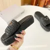 Woven Designer slides Sandals Luxury Sandals Women's Slip On Gold Buckle Slip On Black Brown Pool Women's Casual Sandals Size 35-42