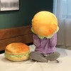 Travesseiro realista hambúrguer-fun brincadeira presente escritório cadeira almofada cheeseburger hambúrguer plushie brinquedos para crianças