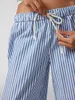Pantalon Femme Femmes S Y2K Rayé Jambe Large Casual Comfy Cordon Taille Élastique Pyjama Loungerwear