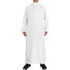 Ethnic Clothing White Male Jubba Thobe Muslim Solid Color Robe Kaftan Long Sleeve Islamic Pakistani Dubai Fashion Robes