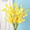 Faux blommor grönare 5 gafflar dansar orkidé konstgjorda blommor bröllop hotell arrangemang phalaenopsis hem dekoration falska blommor silke blomma y240322