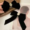 Black Velvet Bow Hair Pins Elegant Fabric Alloy Roses Hair Clips For Women Fashion Ponytail Barrette Heawear Accessories 240321