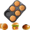 Silikon hamburger bun mögel 6 hålighet loaf panna non stick bakning pannon-stick panna lätt att släppa hushållssilikon mat bakning nytt bakverktyg