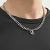 Collana con pendente a lettera inglese in acciaio inossidabile di vendita calda nella collana cubana hip-hop trend street nuovo prodotto