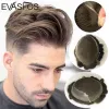 Toupees Natural Hairline Bleached Knots French Spets Front Mens Toupee Hairpieces Poly Lace Hud Hår ersättare System olika färg