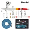 Nasedal Airbrush Zwaartekracht Dualaction Spuitpistool 9cc Verf Nagel Make-Up Tattoo Art DIY Tool 02mm0m05mm 240318