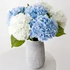 Hydrangea Flores Artificiais Real Touch Látex 21 polegadas Grande para Decoração de Casa Buquê de Noiva Casamento 6 Pcs 53cm 240308