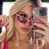 2 szt. Moda luksusowy projektant pikantna dziewczyna ciągnie siostrę Y2K okulary przeciwsłoneczne, aby robić zdjęcia nowe zaawansowane sens ins przeciwsłoneczne okular