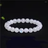 Pulseras de eslabones Luces genuinas Piedra lunar natural Mujeres Hombres Estiramiento Curación Cristal Cuarzo Pulsera de cuentas redondas Joyería