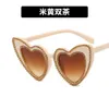 2 PCS الأزياء مصمم فاخر Diamond Set Love Sunglasses 2022 New Sunglasses Women Ins Concave Shape Noble Flash Diamond