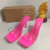 Cheap Store 90% Off Wholesale Za2024 Summer Product Womens Shoes Transparent Pvc Square Headed Open Toe High Heel Sandals Cool Dragons One Word Thin Candy Color