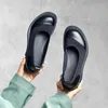 Casual Shoes Loafers For Women Leather Spring Low Heel Slip-on Stretch Spandex Woman Flat Handmade Black 2024