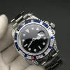 Subrelojes de alta calidad para hombre, zafiro, negro, azul, diamantes, bisel de acero inoxidable, 40mm, reloj de pulsera mecánico automático, gift286O