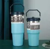 Kubki butelki z wodą 30 uncji 20 uncji Kubki cieplne Zachowanie ciepła ze stali nierdzewnej Outdoor Duże kubki wielokrotne Użycie Prakproof Flip Cup butelka Q240322