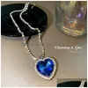 Pendentif Colliers Titanic Heart Of Ocean Blue Love Collier Drop Livraison Bijoux Pendentifs Dh4T7