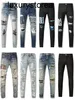 Tasarımcı Antiaging için Mor Slim Fit Casual Jeans Delik Işık Koyu Gri Mens Pants Sokak Denim Sıkı Down1996 SLE5