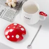 Tazze Tazza in ceramica con coperchio Tazze d'acqua personalizzate per funghi creativi per la casa Tazza da caffè per ufficio Bicchieri da cucina Regali di compleanno