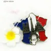 Fridge Magnets 1 new creative 3D metal magnet French map edge sticker resin sticker Paris travel souvenir home decoration Y240322