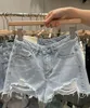 Женские шорты, свободные джинсы с рваными дырками, широкие брюки, трапециевидной формы с высокой талией, повседневная женская уличная одежда, шикарные классические шорты