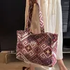 Вечерние сумки в стиле Youda, сумка на плечо из хлопчатобумажной ткани для женщин, сумка с ромбовидной решеткой, большая повседневная сумка-тоут для покупок