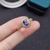 Cluster Rings Vintage 925 Silver Tanzanite Ring for Party 0.7CT VVS Grad Natural Wedding Sterling smycken