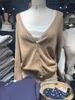 Maglieria da donna Cardigan lavorato a maglia con scollo a V blu scuro Donna Primavera Cotone Semplice manica lunga Maglioni larghi Cappotto Maglieria vintage dolce stile preppy