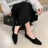 Chaussures habillées printemps / automne femmes mocassins en daim de mouton pour bout carré talon épais doux noir pompes peu profondes