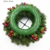 Faux Floral Greenery Christmas Tree Decor Suspension Wedding Decorative Flowers Wreaths Home Accessories Garland Needlework Crafts Artificial Plants Y240322