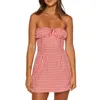 Casual Jurken Dames Strapless Tube Mini-jurk Y2k Mouwloos Vastbinden Backless Uitgaan Slim Fit Zomerfeest Clubwear