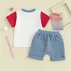 Ensembles de vêtements 4 juillet bébé garçon tenue à manches courtes t-shirt shorts ensemble vêtements d'été pour tout-petits