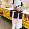 Bag Nylon Tote Women Designer Handbag 2024 Girls Shopper Fashion Casual Retro Japanese Jk Style Color Contrast Shoulder Bags