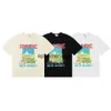 Herr t-shirts 24SS Nytt bokstavstryck Castle Coconut Tree T-shirt för herrpar stort mode lösa hiphop-topp bästa kvalitet H240401