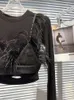 Arbeitskleider DEAT 2024 Frühling Damen Zweiteiliges Set Federkantenband T-Shirt Hohe elastische Taille Leicht transparenter Seidenrock 11XX5322