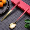 Dinnerware Sets Portable Tableware Beautiful And Atmospheric Stainless Steel Spoon Body Forging Built In Clip Not Prone To Aging