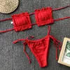 Damesbadmode Cikini-dames geplooide uitgehold bikinipak lage taille split strand push-up Braziliaans badpak sexy mode 2024