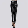 Active Pants Women Tight byxor Autumn Winter Thin Velvet Pu Leather Female Sexig elastisk stretch Faux Skinny Pencil Pant