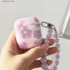 Hörlurstillbehör för AirPod 3 Case Purple Flower Cute Airpods Pro fodral med Pendant Shell Silicon Hearphone Cover Air Pods 2 Earphone Casey240322