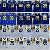 Vintage 29 Eric Dickerson 36 Jerome Bettis Maillots de football 28 Marshall Faulk 85 Jack Youngblood 13 Kurt Warner 75 Deacon Jones Chemises cousues Broderie 40e Patch