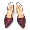 Dress Shoes 2024 In Nigeria Comfortable Women's Chunky Heel Shoesand Bags Italian Design Crystal Embellished And Bag Set