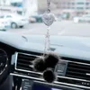 Nova moda diamante acessórios do carro bling hairball espelho retrovisor pingente presente de aniversário decoração automática ornamentos