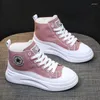 Scarpe casual Donna Sneakers alte con plateau da donna di marca in tela 2024 Stivaletti primaverili sportivi bianchi vulcanizzati